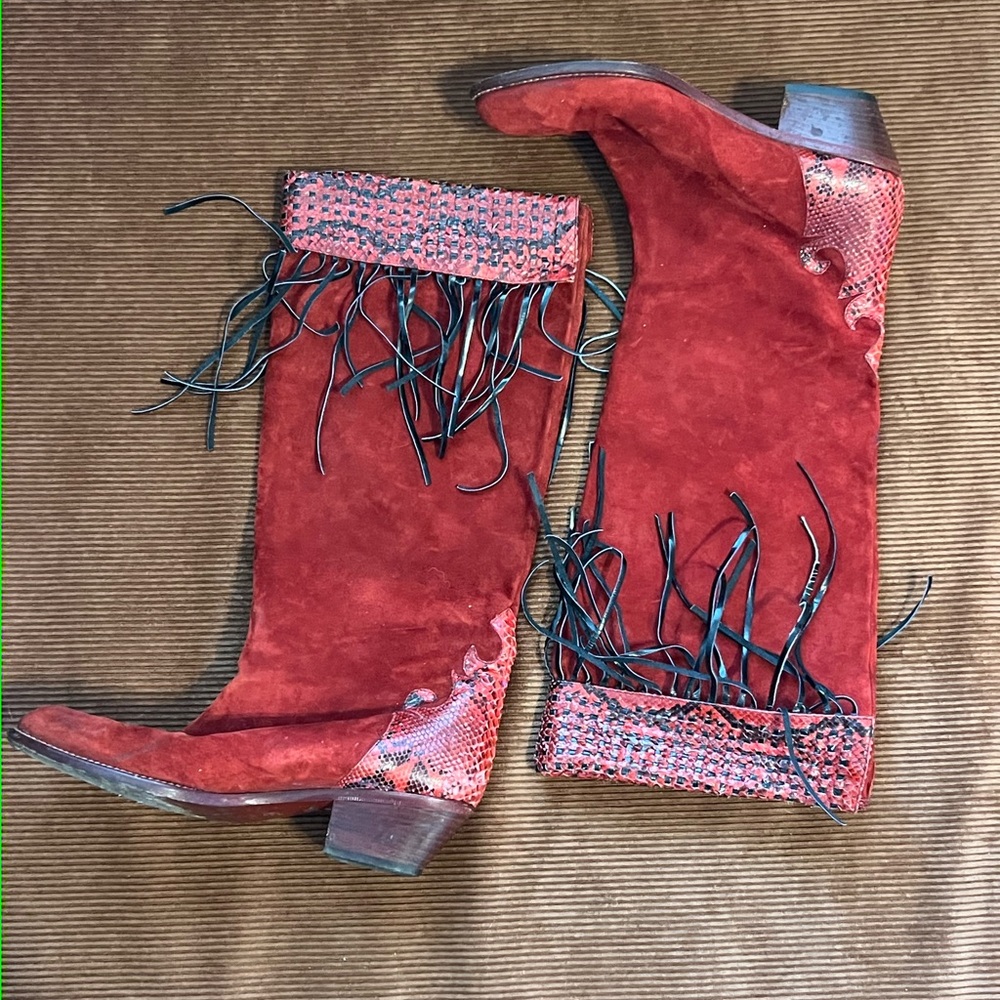 Nando Muzi Red Suede Western Boots